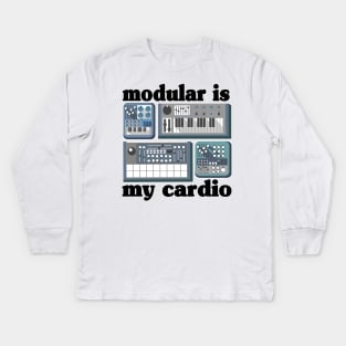 Analog Modular Is My Cardio Synthesizer Synth Sound Retro Kids Long Sleeve T-Shirt